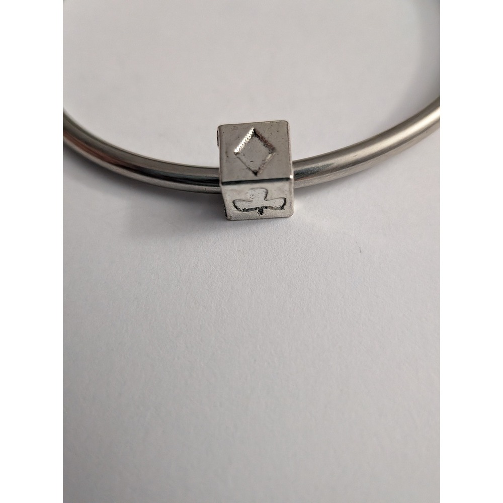 Silver Playing Card Suit Cube Charm Bead for European Bracelet Heart Spade